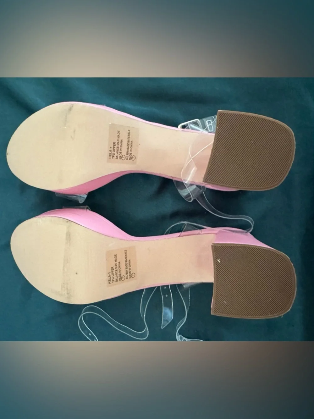 Chase & Chloe Pink Block Heel Platform Sandal with Clear Straps - Picture 3 of 4